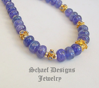 Schaef Designs Tanzanite & Solid 18kt Gold Necklace with Black Opal Clasp | Fine Jewelry | New Mexico | New Mexico