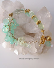 Aquamarine, White Freshwater Potato Pearl, & Gold Vermeil Bracelet