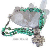  Black Onyx Necklace with Rocki Gorman Onyx & Silver Cross Pendant