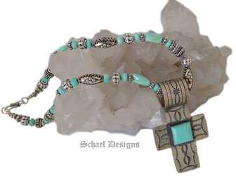 Sleeping Beauty Turquoise & Sterling Silver Necklace | Rocki Gorman Turquoise Cross