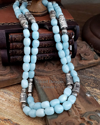 Schaef Designs aquamarine & sterling silver Southwestern basics tube bead Necklace | New Mexico 