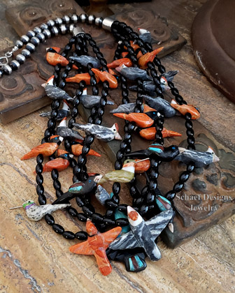 Schaef Designs bird fetish black onyx multi strand necklace | Arizona