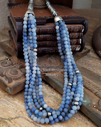 Schaef Designs matte blue adventurine & navajo pearl multi strand Southwestern Necklace | Arizona | Arizona