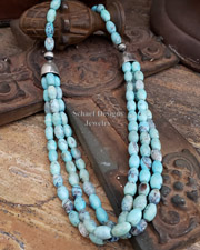 Schaef Designs Blue Dragonskin Agate & Sterling Silver Multi Strand Necklace | Arizona