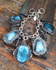 Schaef Designs Blue Ice & Stamped Sterling Silver Charm Bracelet | New Mexico
