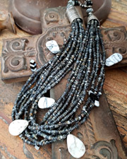 Buffalo Turquoise & Sterling Silver Multi Strand Tab Necklace | New Mexico