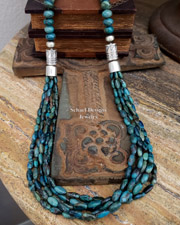 Schaef Designs Chrysocolla quartz & sterling silver Southwestern basics multi strand long necklace | Arizona