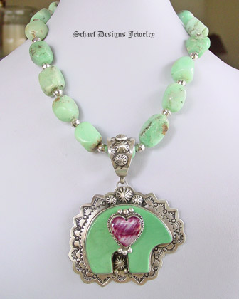 Chrysoprase nugget & sterling silver single strand adjustable necklace | online upscale southwestern equine jewelry gallery boutique | Schaef Designs Southwestern Turquoise Jewelry | San Diego CA