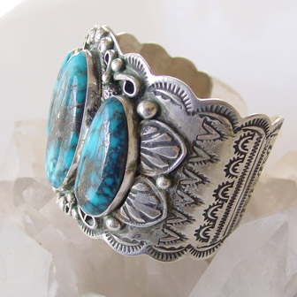 Albert Cleveland Nocozari Turquoise & Sterling Silver Cuff Bracelet | Old Pawn | Online upscale Southwestern Equine Native American Jewelry Boutique | Schaef Designs Southwestern & Equine Jewelry | San Diego CA