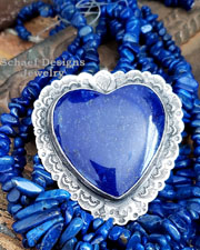 Schaef Designs Lapis & Stamped Sterling Silver Southwestern Heart Pendant | Arizona