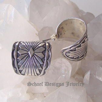 Hand Stamped Sterling Silver Concho Hoop Post Earrings | Schaef Designs Collectible Native American Pawn Southwestern & Equine Jewelry | Online upscale southwestern equine jewelry boutique gallery | San Diego CA   