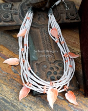 Schaef Designs Coral Leaf & Shell Heishi Multi Strand Necklace | Arizona