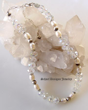 Schaef Designs Pearl Crystal & Sterling Silver Oxidized Bead single strand adjustable necklace for Rocki Gorman Pendant  | Schaef Designs Southwestern Turquoise Jewelry| San Diego, CA 