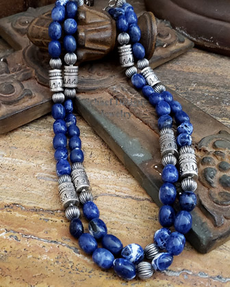  Schaef Designs Dark Blue Sodalite Tube Bead Necklace Set | Arizona