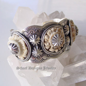 Schaef Designs deer antler crown & Sterling silver cuff bracelet | Collectible Native American Turquoise online Jewelry gallery | Schaef Designs Collectible artisan handcrafted Southwestern & Equine Jewelry | San Diego CA