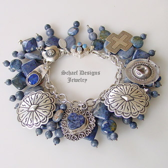 Dumortierite Blue Coral  Australian & Boulder Opal & sterling silver collectible native american charms bracelet necklace with vintage & pawn charms | Vintage Revival Collection | online upscale Southwestern Native American jewelry gallery boutique | Schaef Designs Southwestern Equine Jewelry | San Diego, CA  