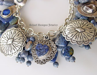 Dumortierite Blue Coral  Australian & Boulder Opal & sterling silver collectible native american charms bracelet necklace with vintage & pawn charms | Vintage Revival Collection | online upscale Southwestern Native American jewelry gallery boutique | Schaef Designs Southwestern Equine Jewelry | San Diego, CA 