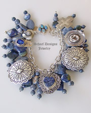 Denim lapis, sterling silver, fetish & Charm Bracelet | Schaef Designs Jewelry | San Diego CA 