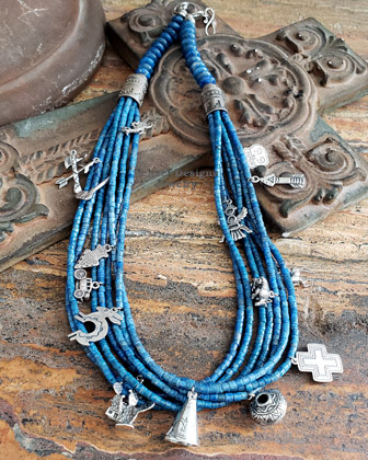 Schaef Designs denim Lapis multi strand charm necklace | Arizona 