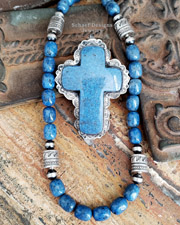 Schaef Designs Denim Lapis Large Cross Pendant  | Arizona 