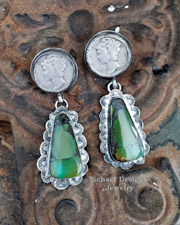 Schaef Designs Mercury Dime Green Hubei Turquoise Post Earrings | Arizona
