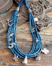 Schaef Designs Denim Lapis & Sterling Silver Multi Strand Charm Necklace | Arizona 