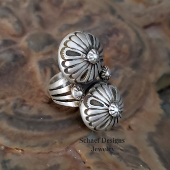 Double rosette sterling silver ring size 8.5 | Schaef Designs Jewelry | Arizona 