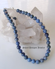 Denim dumortierite single strand Necklace for Schaef Designs Gary G Rocki Gorman Pendants | upscale online Southwestern Equine Native American Jewelry gallery boutique | Schaef Designs artisan handcrafted Jewelry | San Diego, CA 