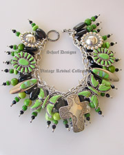 Schaef Designs Gaspeite Butterfly & Black Onyx Bracelet with Native American Charms | Native American Jewelry | Vintage Revival Collection | Schaef Designs Jewelry | San Diego, CA 