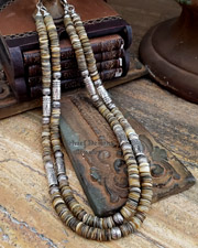 Golden akoya shell heishi & Sterling Silver Tube Bead Necklace Set | Arizona