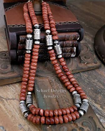 Schaef Designs goldstone & sterling silver Southwestern basics tube bead Necklace | Arizona