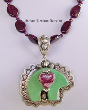  Gary G green variscite bear & purple spiny oyster shell heart pendant  | online upscale native american jewelry boutique gallery| Schaef Designs Southwestern Jewelry | San Diego, CA 