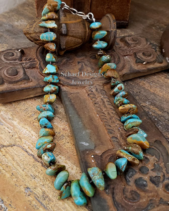 Schaef Designs High Grade Turquoise Nugget and Pinshell Southwestern Necklace | Arizona
