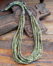 Schaef Designs Green Garnet Serpentine Multi Strand Long Necklace | Arizona