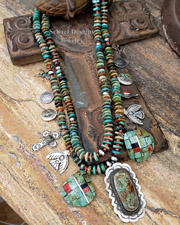 Schaef Designs Southwestern Green Turquoise Native American Token Necklace  | Arizona