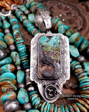  Schaef Designs Hubei Turquoise Lizard & Sterling Silver Southwestern Pendant | Arizona