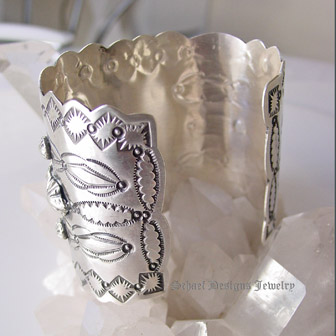 Schaef Designs Fox Hunt Scene Bridle Rosette & Sterling silver cuff bracelet | Collectible Native American Turquoise online Jewelry gallery | Schaef Designs Collectible artisan handcrafted Southwestern & Equine Jewelry | San Diego CA 