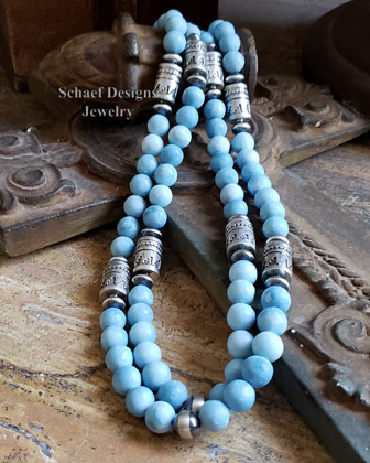 Schaef Designs Larimar Quartz Tube Bead Necklace set Southwestern Basics collection | Arizona