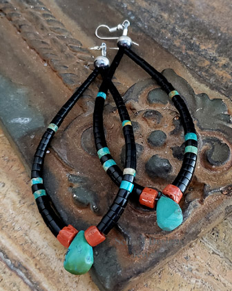  Schaef Designs lignite coral & turquoise jacla earrings | Arizona 
