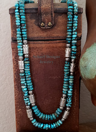 Schaef Designs Light Blue Hubei turquoise & sterling silver Southwestern basics tube bead Necklace | Arizona 