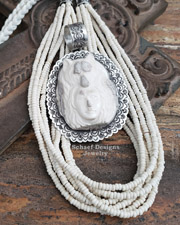 Schaef Designs Carved Antler Shaman Maiden Wolf & Stamped Sterling Silver Southwestern Pendant | Arizona