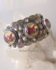 Schaef Designs Mini Horse Bridle Rosette & Sterling silvcuff bracelet | Schaef Designs artisan handcrafted Southwestern, Native American & Equine Jewelry | Online upscale southwestern equine jewelry boutique gallery | San Diego CA  