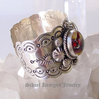  Schaef Designs Mini Horse Bridle Rosette & Sterling silver cuff bracelet | Schaef Designs artisan handcrafted Southwestern, Native American & Equine Jewelry | Online upscale southwestern equine jewelry boutique gallery | San Diego CA  