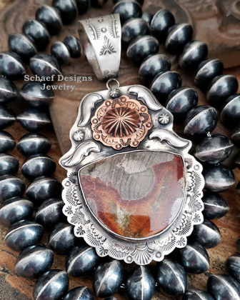 Schaef Designs mushroom rhyolite copper & sterling Silver southwestern pedant | Arizona