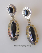 Nakai Black Onyx Sterling Silver Dangle Post Earrings | online upscale jewelry boutique | Schaef Designs Southwestern Jewelry | San Diego CA 
