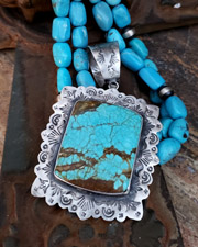 Schaef Designs LARGE Number 8 Turquoise & Sterling Silver Southwestern Pendant | Arizona