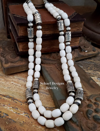 Schaef Designs Off white agate & sterling silver tube bead southwestern basics necklace | Arizona