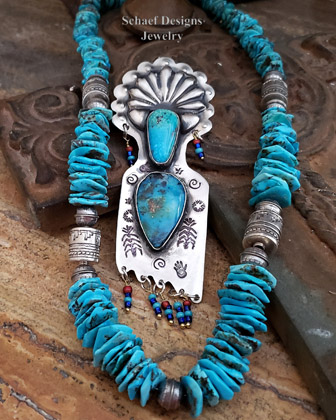 Schaef Designs opal, turquoise, sterling silver Kachina Southwestern pendant | Arizona 