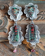 Schaef Designs Opalized Petrified Wood & Citrine Briolette Earrings  | New Mexico