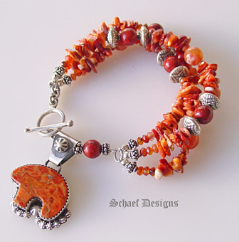 Spiny Oyster and Apple Coral Heart Bracelet | Rocki Gorman Designs | Galisteo Collection | Schaef Designs | San Diego CA